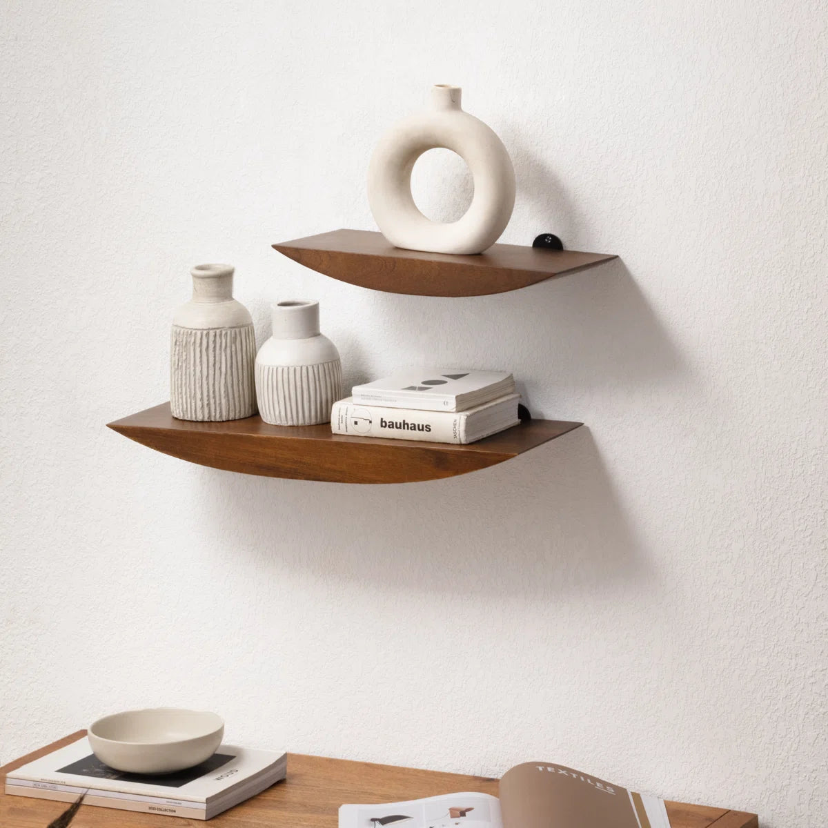 Oiva 2 Piece Boat Shaped Mango Floating Shelf