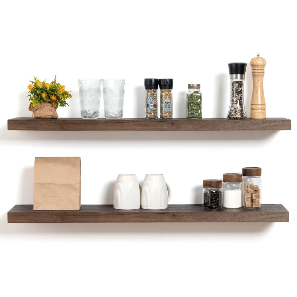 Desseray Set of 2 Reclaimed Elm Floating Shelves