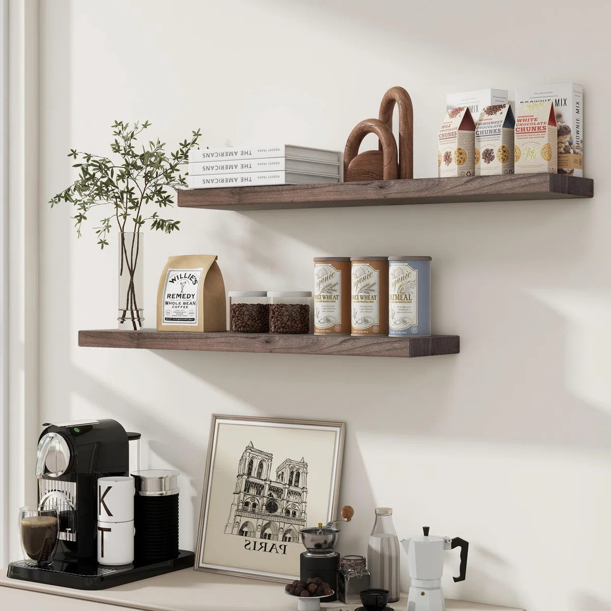 Desseray Set of 2 Reclaimed Elm Floating Shelves