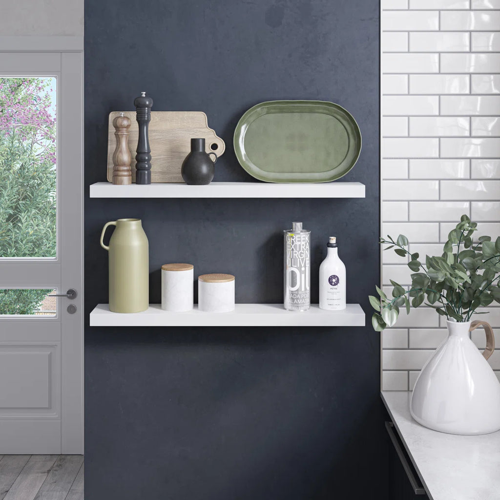 Miami Floating Shelves with Invisible Wall Mount Brackets (Set of 2)