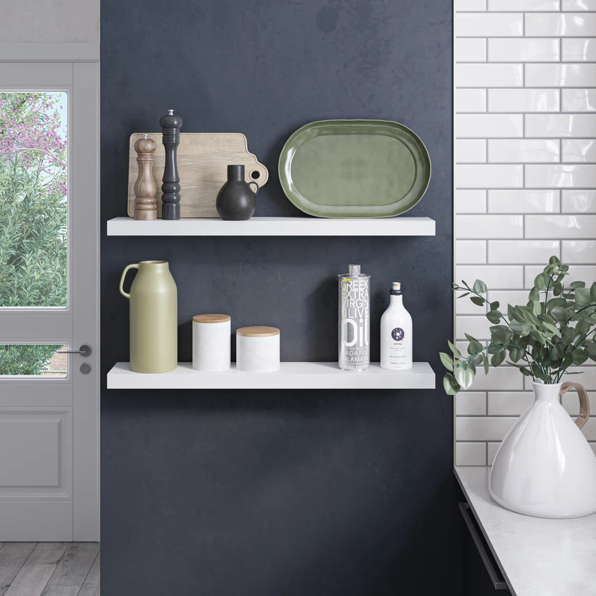 Miami Floating Shelves with Invisible Wall Mount Brackets (Set of 2)