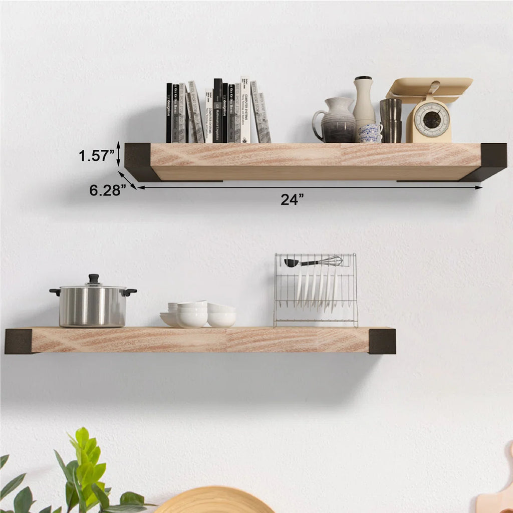Dodgen 2 Piece Solid Wood Floating Shelf