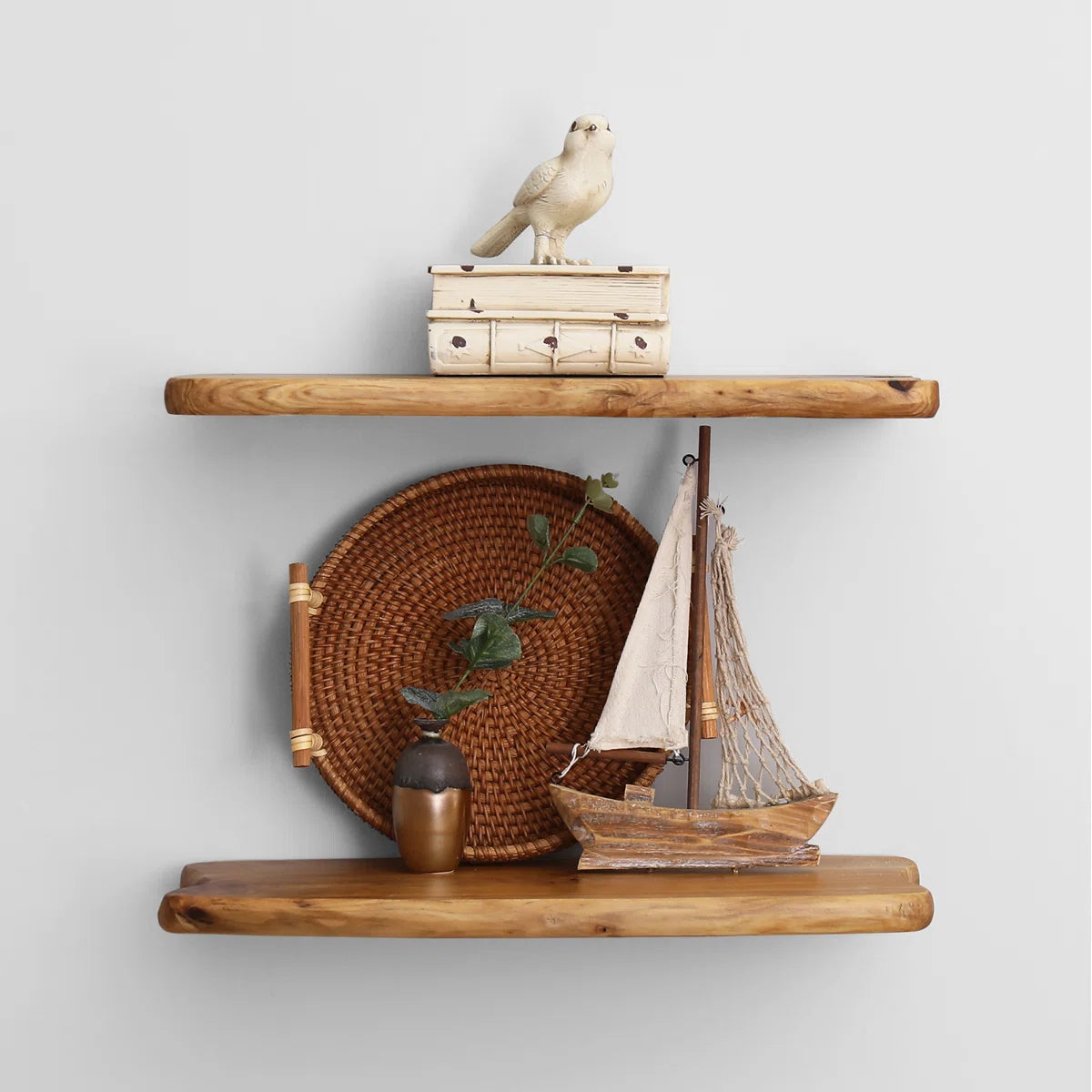 Zuzia 2 Piece Free Form Cedar Floating Shelf (Set of 2)