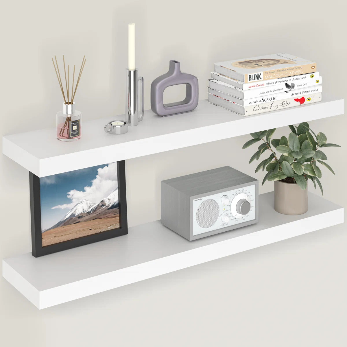 Miami Floating Shelves with Invisible Wall Mount Brackets (Set of 2)