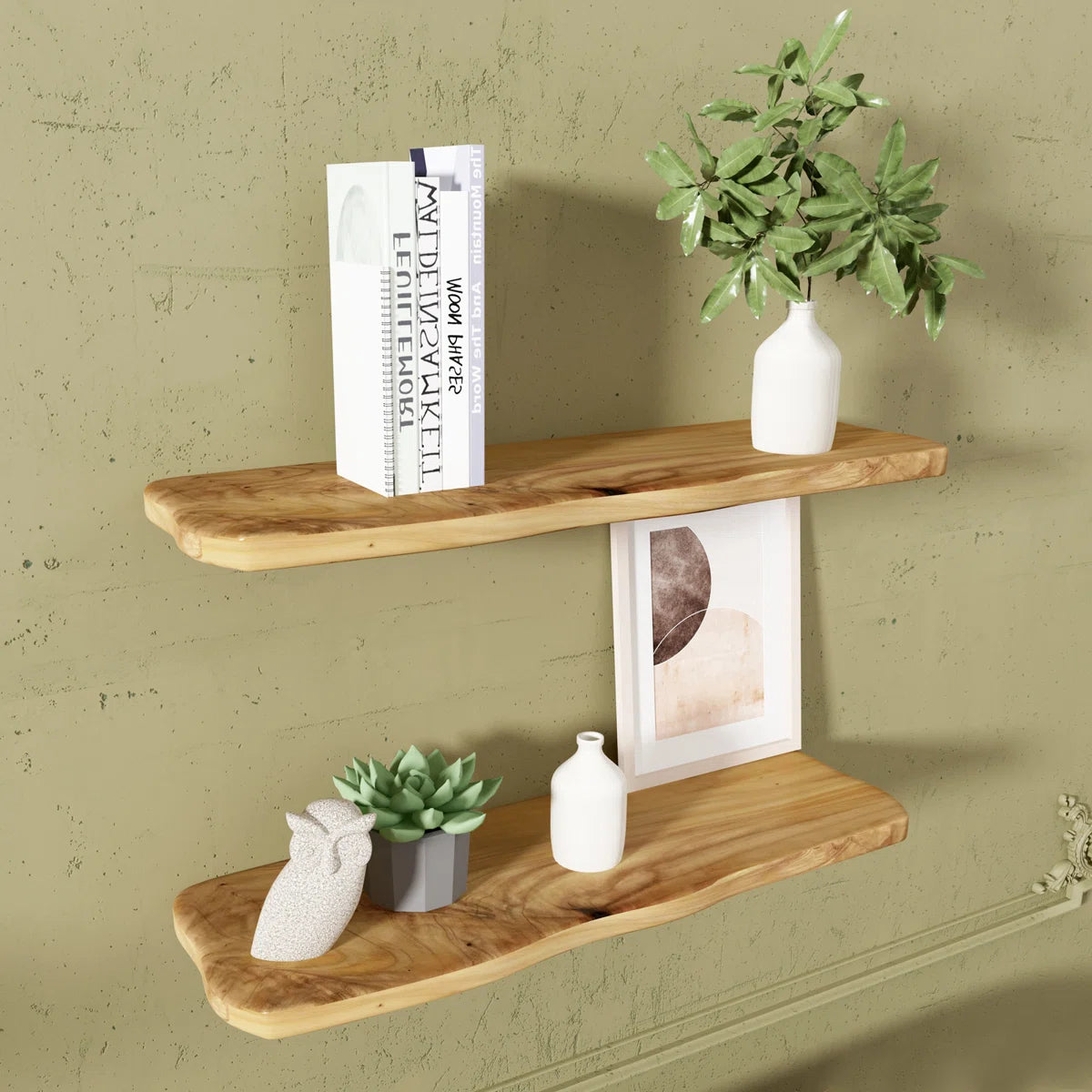 Zuzia 2 Piece Free Form Cedar Floating Shelf (Set of 2)