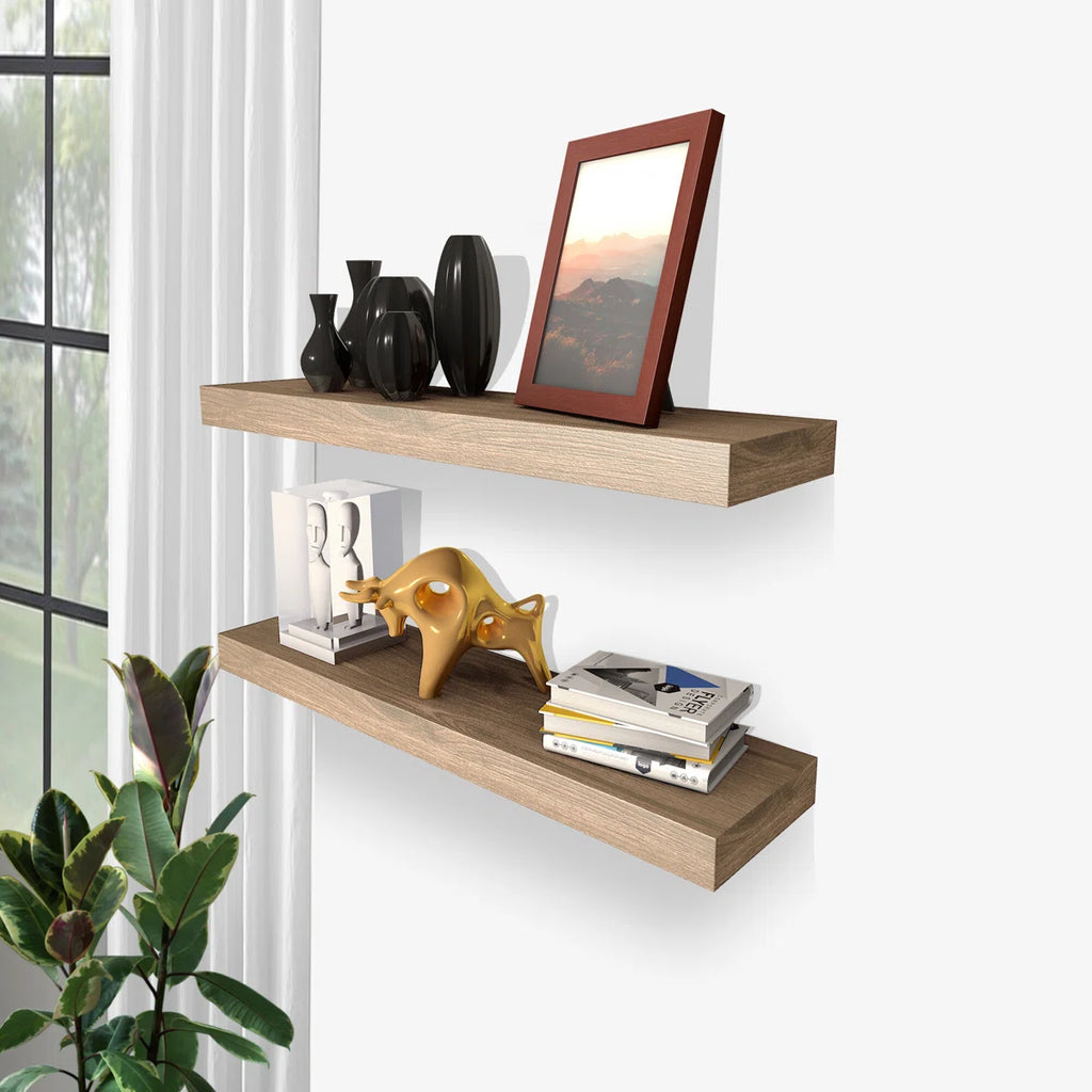 2 Piece Solid Wood Floating Shelf