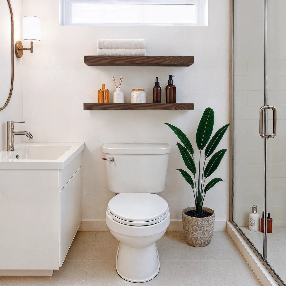 Solid Wood Floating Shelves, Wooden Shelves for Wall Storage (Set of 2)