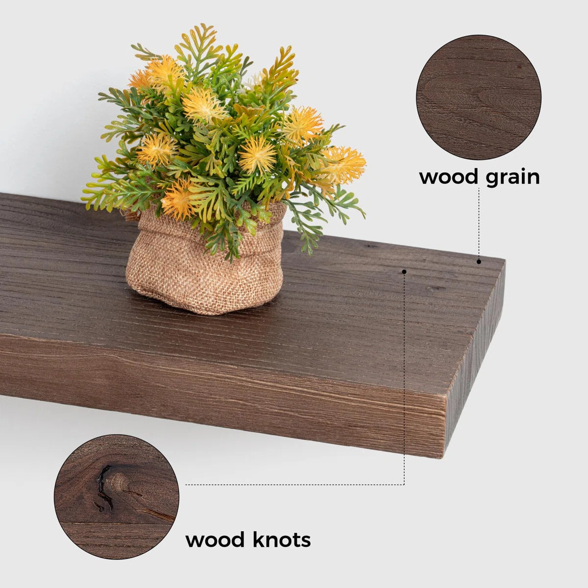 Desseray Set of 2 Reclaimed Elm Floating Shelves