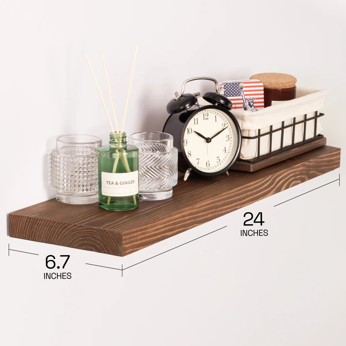 Solid Wood Floating Shelves, Wooden Shelves for Wall Storage (Set of 2)