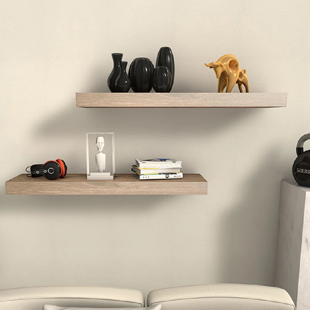 Chalissa 2 Piece Solid Wood Floating Shelf (Set of 2)