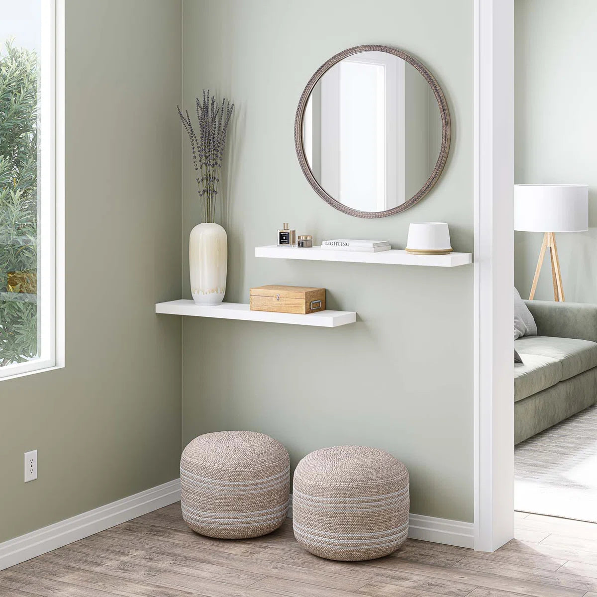 Miami Floating Shelves with Invisible Wall Mount Brackets (Set of 2)